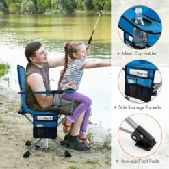 Costway 360° Swivel Hunting Chair With Mesh Cup Holder & Storage Pockets Cozy Backrest Blue/Camo -Costway GUEST 3f470995 e0d7 429e b235 ee9e603c28d7