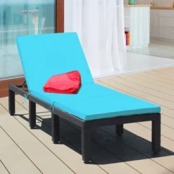 Costway Patio Rattan Lounge Chair Height Adjustable Turquoise -Costway GUEST 3f507da1 205a 43f1 ae2e 1e3114508b27