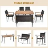 Costway 6 PCS Patio Rattan Dining Set Acacia Wood Table Stackable Chair Bench