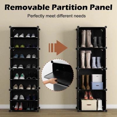 Costway Portable Shoe Rack Organizer 12-Cube 48 Pair Shoe Shelf Storage Cabinet W/Hook 6 Costway Portable Shoe Rack Organizer 12-Cube 48 Pair Shoe Shelf Storage Cabinet W/Hook - Image 4