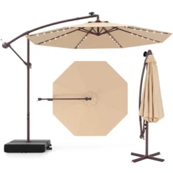 Costway Patio 10FT Hanging Offset Umbrella 32 LED Lights Sand Bag Outdoor Cross Base Beige/Turquoise/Dark Gray/Wine/Coffee/Navy 26 Costway Patio 10FT Hanging Offset Umbrella 32 LED Lights Sand Bag Outdoor Cross Base Beige/Turquoise/Dark Gray/Wine/Coffee/Navy -Costway GUEST 3fbb8022 7c61 456b b83b f8ec868c3bba