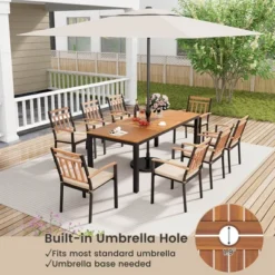 Costway 9 PCS Outdoor Dining Table & Chairs Set Table With Acacia Wood Top Umbrella Hole 12 Costway 9 PCS Outdoor Dining Table & Chairs Set Table With Acacia Wood Top Umbrella Hole -Costway GUEST 3fc8a6f8 7c9f 413e 9f52 15b4d8a0462a