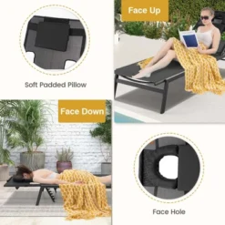Costway Patio Tanning Lounge Chair 5-Position Outdoor Recliner With Face Hole Poolside -Costway GUEST 3fe12da5 dad7 437c ac6d 39fc56d63da9