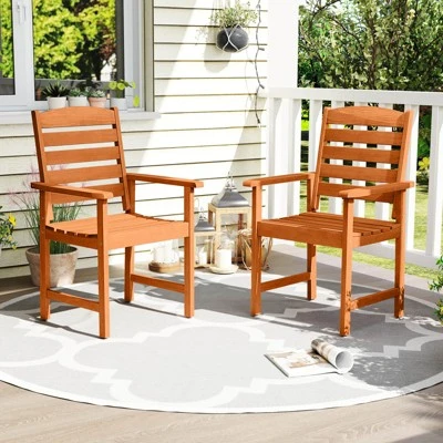 Costway Patio Chairs Set Of 2/4 With Inclined Backrests And Slatted Seats For Deck 3 Costway Patio Chairs Set Of 2/4 With Inclined Backrests And Slatted Seats For Deck