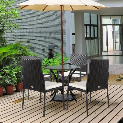 Costway 4PCS Patio Wicker Rattan Dining Chairs Cushioned Seats Armrest Garden 3 Costway 4PCS Patio Wicker Rattan Dining Chairs Cushioned Seats Armrest Garden
