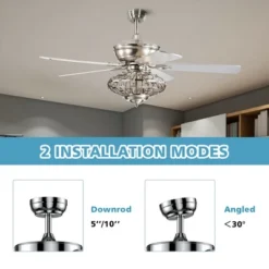 Costway 52'' Ceiling Fan With Light Nickel Plated Color Wooden Blades W/Remote Control -Costway GUEST 4081144d 9bcb 41b4 9390 207aa3cecde7