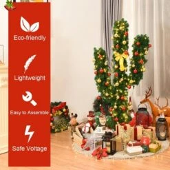 Costway 5Ft Pre-Lit Cactus Christmas Tree LED Lights Ball Ornaments -Costway GUEST 40b92529 c58e 4df4 9282 b22933d272c2