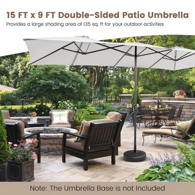 Costway 15FT Double-Sided Patio Market Umbrella Large Crank Handle Vented Outdoor Twin 7 Costway 15FT Double-Sided Patio Market Umbrella Large Crank Handle Vented Outdoor Twin - Image 5
