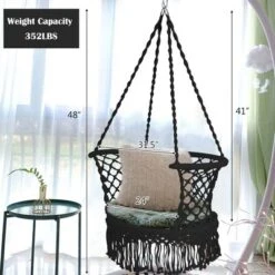 Costway Hanging Hammock Chair Cotton Rope Macrame Swing Indoor Outdoor GrayBlackTurquoise -Costway GUEST 4130ab90 f0d8 4c05 9f0a 1cc7b35e747e