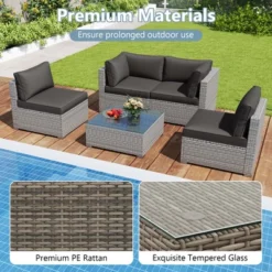 Costway 5/10 PCS Outdoor Patio Sectional Sofa Couch PE Rattan Conversation Set Black/Gray -Costway GUEST 413632a7 d3b7 44c2 95c1 faccac6d5660