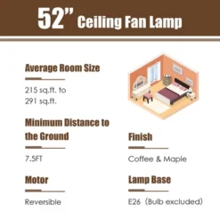 Costway 52'' Ceiling Fan With Light Reversible Crystal Ceiling Fan Lamp W/Remote Control 16 Costway 52'' Ceiling Fan With Light Reversible Crystal Ceiling Fan Lamp W/Remote Control -Costway GUEST 4136eaa1 3172 4a44 ba44 977d4ae2c829
