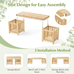Costway Patio Wooden Bench With Planter 2 Side Flower Box Slot Design For Easy Assembly 15 Costway Patio Wooden Bench With Planter 2 Side Flower Box Slot Design For Easy Assembly -Costway GUEST 414e5ca7 abbd 4f9e 8942 76e12d3ca20e