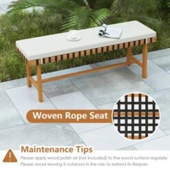 Costway 48" Long Acacia Wood Outdoor Bench With Thick Padded Seat Cushion Entryway Bench -Costway GUEST 416eca0b 5497 463e bbc6 d7f08a3cf51f