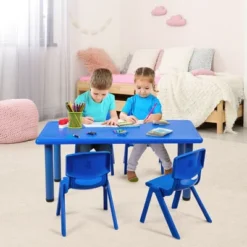 Costway Kids Plastic Rectangular Learn And Play Table Playroom Kindergarten Home Blue -Costway GUEST 41731051 1cbd 40a9 8a78 eac35efdb16b