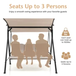 Costway 3-Person Hammock Chair Patio Porch Swing With Adjustable Canopy, Removable Cushion 15 Costway 3-Person Hammock Chair Patio Porch Swing With Adjustable Canopy, Removable Cushion -Costway GUEST 41ade4a4 ae50 4019 8623 b39fbef9e02e