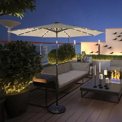 Costway 10' Solar LED Lighted Patio Market Umbrella Shade Tilt Adjustment Crank TanBeige 3 Costway 10' Solar LED Lighted Patio Market Umbrella Shade Tilt Adjustment Crank TanBeige