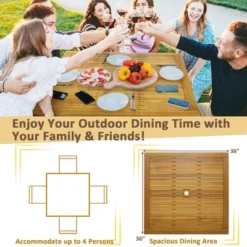 Costway Patio Dining Table Acacia Wood Square Outdoor Bistro With 1.9'' Umbrella Hole Yard -Costway GUEST 42007939 2977 408f a9a8 aa1917e0e579