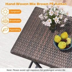 Costway 3 PCS Rattan Bistro Set With Wicker Seat & Tabletop For Backyard, Garden, Balcony -Costway GUEST 4249328a ba1c 46c1 9232 d4dc8d4d6254