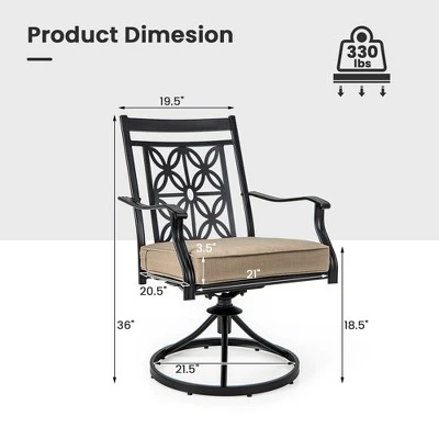Costway Patio Swivel Chair Outdoor Bistro Dining Chair Blossom Pattern Backrest 4 Costway Patio Swivel Chair Outdoor Bistro Dining Chair Blossom Pattern Backrest - Image 2
