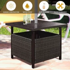 Costway Brown Rattan Wicker Steel Side Table Outdoor Furniture Deck Garden Patio Pool -Costway GUEST 425a9c33 a99a 4767 a4d1 c9707ed6bd39