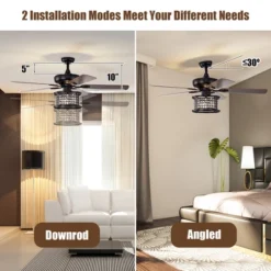 Costway 52'' Ceiling Fan With Light Reversible Crystal Ceiling Fan Lamp W/Remote Control 13 Costway 52'' Ceiling Fan With Light Reversible Crystal Ceiling Fan Lamp W/Remote Control -Costway GUEST 42d35bbb c8de 450f 80df 74b0dc199ad6