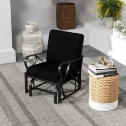 Costway 2 PCS Patio Rocking Chair With Cushion Heavy-Duty Metal Frame Smooth Glider Outdoor Black/Gray/Navy 15 Costway 2 PCS Patio Rocking Chair With Cushion Heavy-Duty Metal Frame Smooth Glider Outdoor Black/Gray/Navy -Costway GUEST 42d8f4fa 8790 41ad 928f 19d72b33a41c