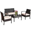 Costway Patio Rattan 4PCS Conversation Furniture Set Cushioned Seat Glass Table -Costway GUEST 42dd1016 2de2 4629 bdd2 b76117e51e50