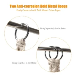 Costway Hanging Hammock Chair Macrame Swing Handwoven Cotton Backrest Garden Grey Black -Costway GUEST 42e0cd00 68c6 4456 95df f73940026409