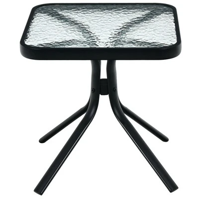 Costway 18'' Patio Coffee Side Table Square Tempered Glass Top Garden Deck 9 Costway 18'' Patio Coffee Side Table Square Tempered Glass Top Garden Deck - Image 7