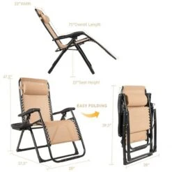 Costway 2PC Oversize Lounge Patio Heavy Duty Folding Recliner