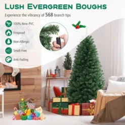 Costway 6/7/8 FT Christmas Tree With 568 PVC Branch Tips 200 Warm White LED Lights Gloves -Costway GUEST 434bd897 7634 4dc7 8c42 521b0bfcd946