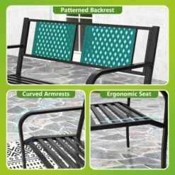Costway Outdoor Bench 50 Inches Garden Bench With Patterned Backrest And Curved Armrests -Costway GUEST 436bdd33 d101 44af 8b0b fc2625e3eb3e