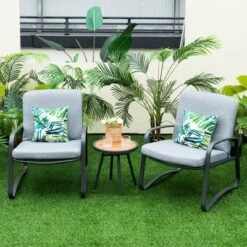 Costway 3pcs Patio Bistro Conversation Set DPC Tabletop Metal Cushioned Chairs Outdoor 12 Costway 3pcs Patio Bistro Conversation Set DPC Tabletop Metal Cushioned Chairs Outdoor -Costway GUEST 43739d01 7550 437e 8962 0318ec5bee68