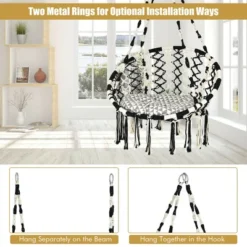 Costway Hanging Hammock Chair With Cushion Macrame Swing Cotton Rope Indoor Outdoor -Costway GUEST 438b28f8 362a 424b 8f67 3da8283b781c