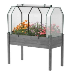 Costway Raised Garden Bed With Dual Zipper Door Greenhouse For Patios And Backyards Grey/Natural -Costway GUEST 439c52b7 b6f1 43b1 91b8 373d3a04cef6