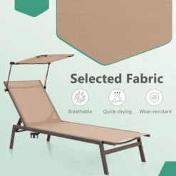 Costway 2 PCS Outdoor Chaise Lounge Chair With Sunshade 6-Level Adjustable Recliner -Costway GUEST 43c7abb4 91db 4237 af6e e1d56a4b52be