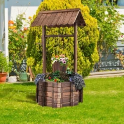 Costway Outdoor Wooden Wishing Well Bucket Flower Plants Planter Patio Garden Home Decor -Costway GUEST 43e82a10 fbaf 489b 9c38 3ed9d69df30e