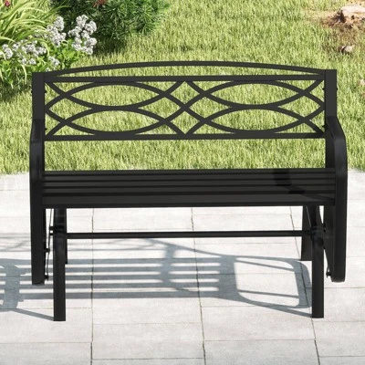 Costway 2-Person Outdoor Glider Bench With Metal Frame Armrests Geometric Backrest 12 Costway 2-Person Outdoor Glider Bench With Metal Frame Armrests Geometric Backrest - Image 10