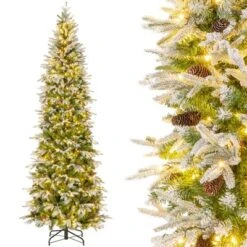 Costway 6/7.5/9 FT Flocked Christmas Tree With 671/913/1310 PE PVC Branch Tips 280/350/470 Warm White LED Lights 25 Costway 6/7.5/9 FT Flocked Christmas Tree With 671/913/1310 PE PVC Branch Tips 280/350/470 Warm White LED Lights -Costway GUEST 4484dea8 d61d 49c5 a9fe 4bec36da1625