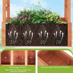 Costway 1/2 PCS Wooden Raised Garden Bed With Trellis & Hanging Roof Drainage Elevated Planter Box -Costway GUEST 44854c0f 418b 4b42 813c 160d66bd889c
