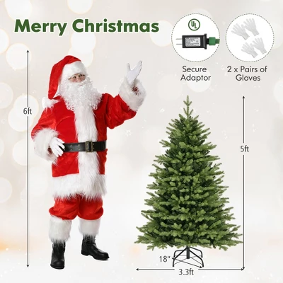 Costway 5/6/7 FT Pre-Lit Christmas Tree Hinged With 250/350/470 Multi-color Lights 5 Costway 5/6/7 FT Pre-Lit Christmas Tree Hinged With 250/350/470 Multi-color Lights - Image 3
