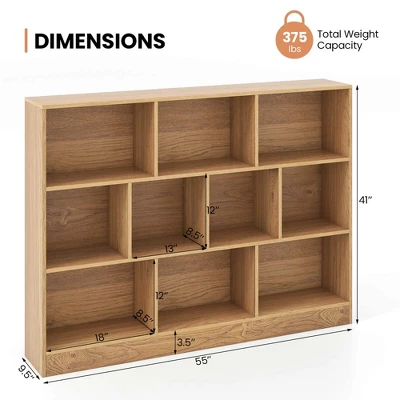 Costway 10-Cube Bookcase 41" Wooden Toy Storage Organizer For Kids Bookshelf White/Natural 4 Costway 10-Cube Bookcase 41" Wooden Toy Storage Organizer For Kids Bookshelf White/Natural - Image 2