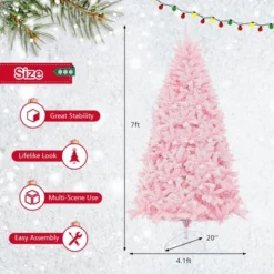Costway 7 FT Flocked Artificial Christmas Tree Hinged With 500 LED Lights 1200 Branch Tips -Costway GUEST 451e8da0 62cb 421e 9b3e eb101d568249