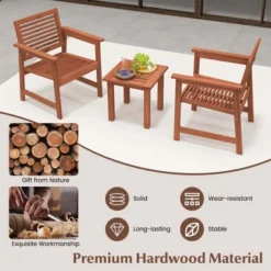 Costway 3 PCS Patio Furniture Set With 2 Seat Cushions Coffee Table Solid Wood Chairs -Costway GUEST 454b85ab d46b 454b 9000 fce3af6c6a2b
