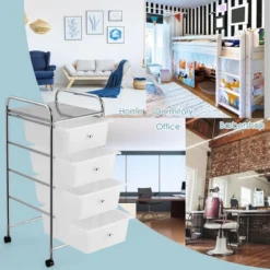 Costway 4-Drawer Cart Storage Bin Organizer Rolling W/Plastic Drawers YellowClearMulticolorRainbow 17 Costway 4-Drawer Cart Storage Bin Organizer Rolling W/Plastic Drawers YellowClearMulticolorRainbow -Costway GUEST 45663221 a19b 4ab9 b265 cc10e45f1131