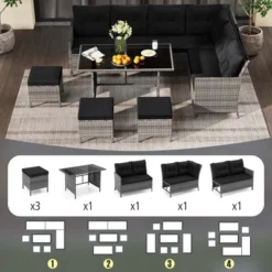 Costway 7 PCS Patio Dining Furniture Set PE Rattan Sectional Sofa Set With Soft Cushions White/Black/Blue/Gray -Costway GUEST 4588c9a4 b8e2 4ce7 a17c 4bbe90e9f88d