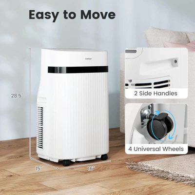 Costway 12000 BTU Portable Air Conditioner With Fan & Dehumidifier Sleep Mode 24H Timer 4 Costway 12000 BTU Portable Air Conditioner With Fan & Dehumidifier Sleep Mode 24H Timer - Image 2