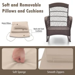 Costway 3 PCS Patio Rocker Set Outdoor Wicker Rocking Chairs With Double-Layer Coffee Table Gray/Navy/Beige/Red 20 Costway 3 PCS Patio Rocker Set Outdoor Wicker Rocking Chairs With Double-Layer Coffee Table Gray/Navy/Beige/Red -Costway GUEST 45fa27a8 c83d 4f43 bffd dffb5b828438