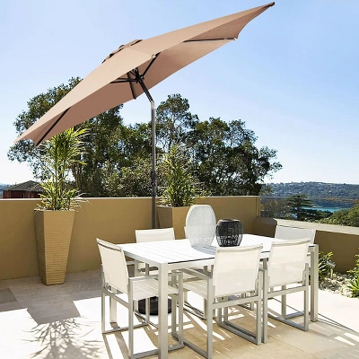 Costway 9FT Patio Umbrella Patio Market Steel Tilt W/ Crank Outdoor Yard Garden, White 4 Costway 9FT Patio Umbrella Patio Market Steel Tilt W/ Crank Outdoor Yard Garden, White - Image 2