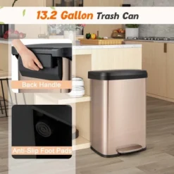 Costway 13.2 Gallon Step Trash Can Stainless Steel Airtight Garbage Bin For Home Kitchen Golden/Silver 18 Costway 13.2 Gallon Step Trash Can Stainless Steel Airtight Garbage Bin For Home Kitchen Golden/Silver -Costway GUEST 4612398c 7a2d 40bc b8c5 44671c2695d3